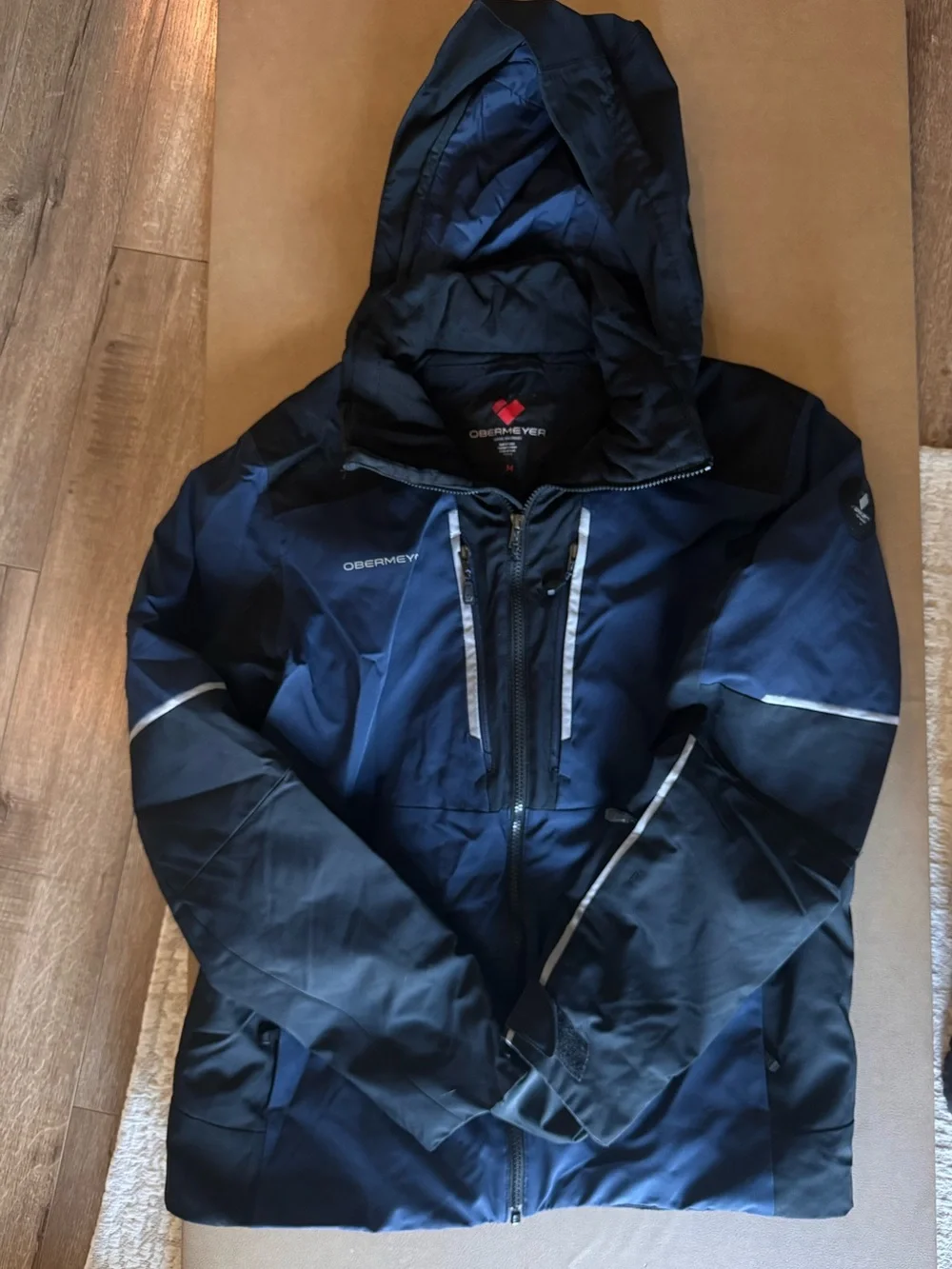 Obermeyer Navy and Black Waterproof Ski Jacket with Hood